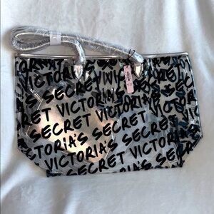 Victoria's Secret Silver and Black Transparent Tote Bag